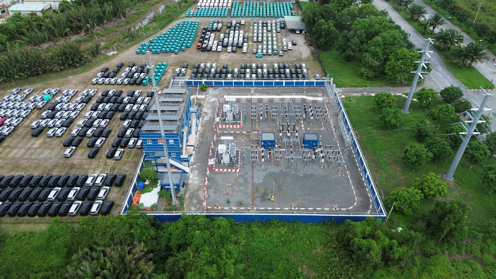 Aerial view of power infrastructure and operational land at Hiep Phuoc Industrial Park